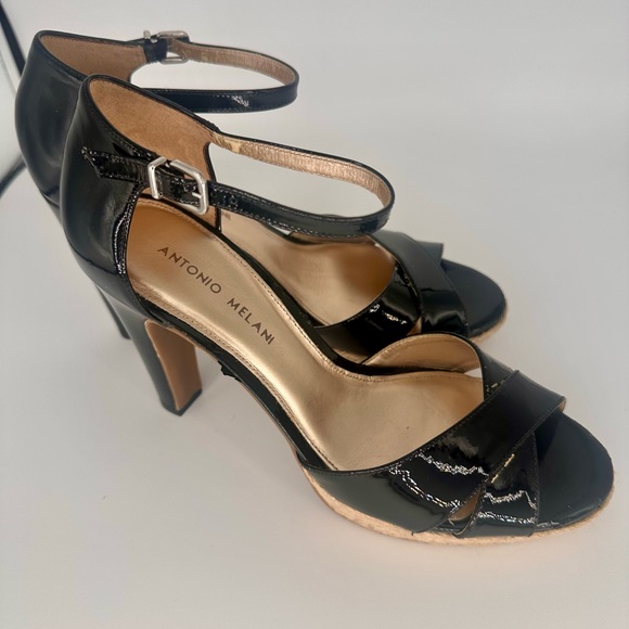 Black patent strappy platform heels Antonio Milano size 9 - Picture 2 of 13